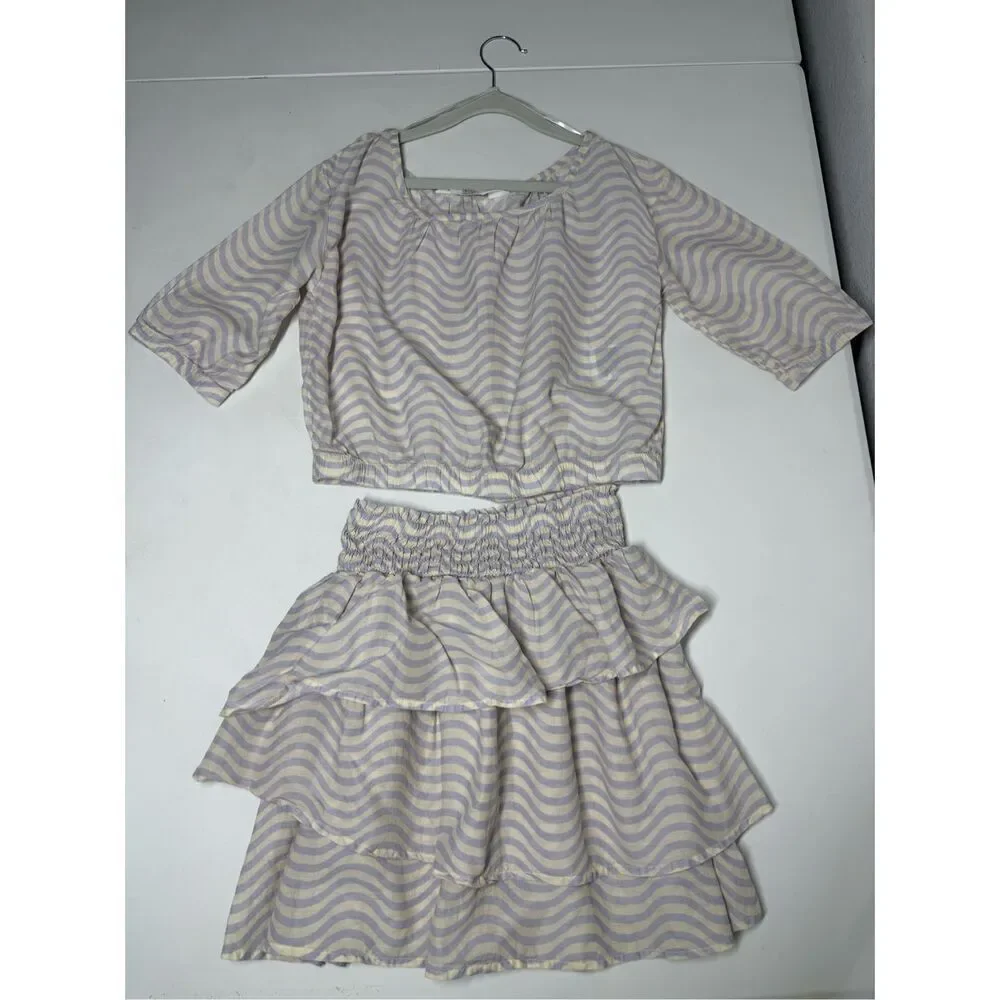 H&M Girls Purple Cream Blouse & Skirt Set See Description Size Top 12 Skirt 8/10